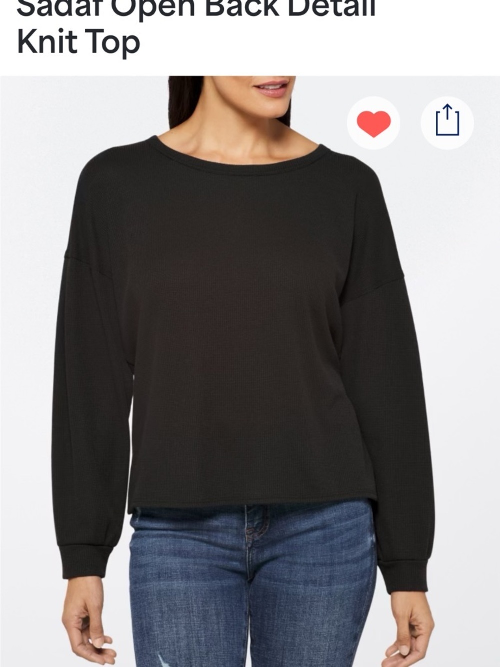 Kaileigh Black Open-Back Knit Sweatshirt - Picture 1 of 9
